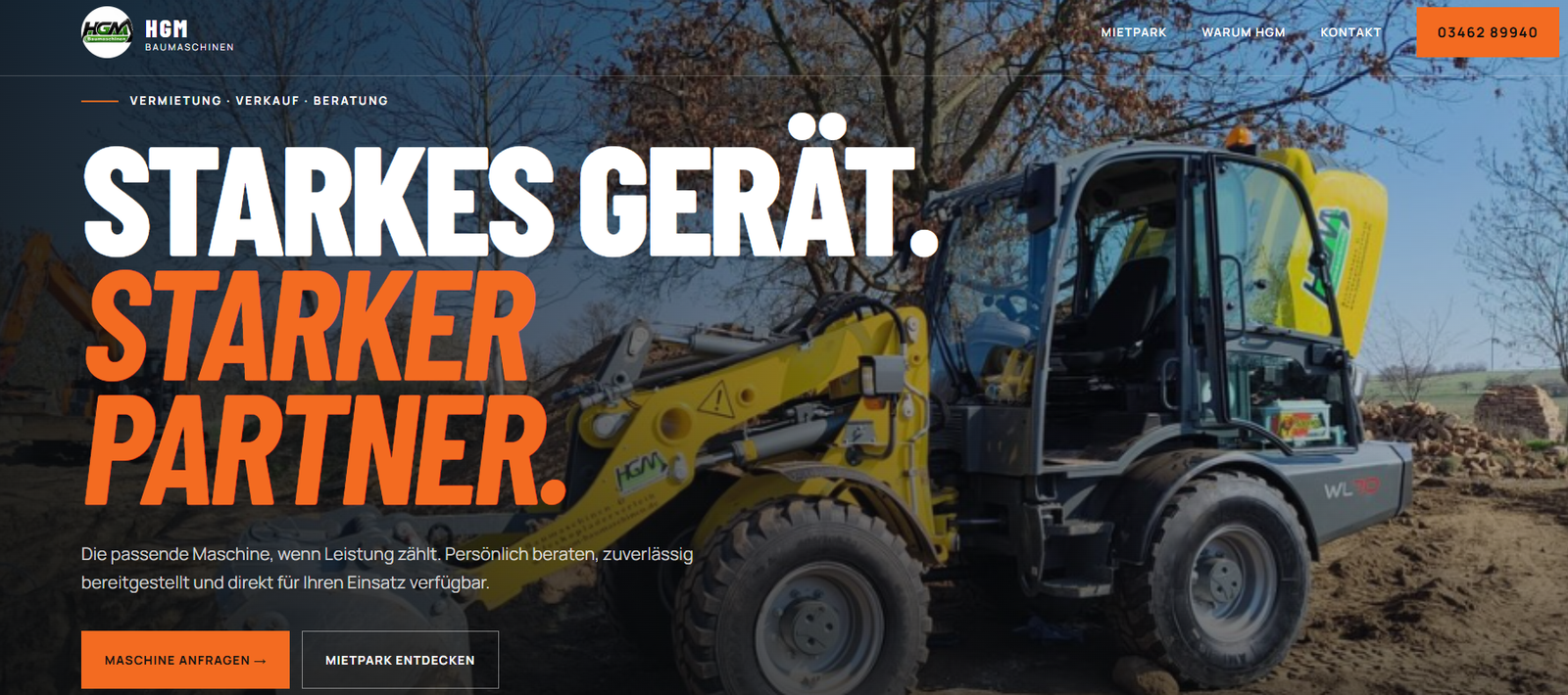 HGM Baumaschinen website